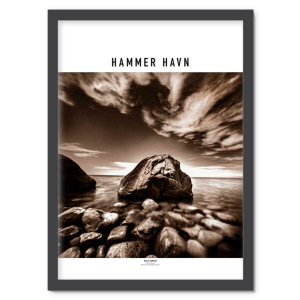 Plakat med Hammer havn på Bornholm. Camera obscura-fotografi af Niels Hansen. 50x70 cm.