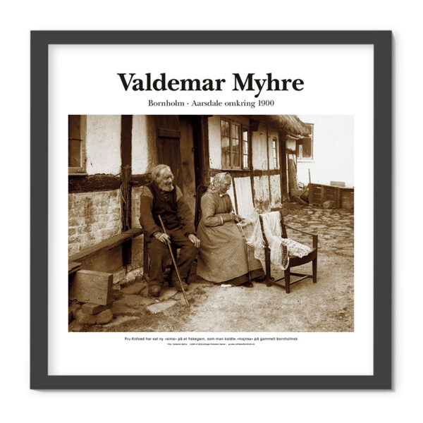 Plakat med billede i sepia af fotograf Valdemar Myhre omkring 1900: Aarsdale, Hr og fru Kofoed.